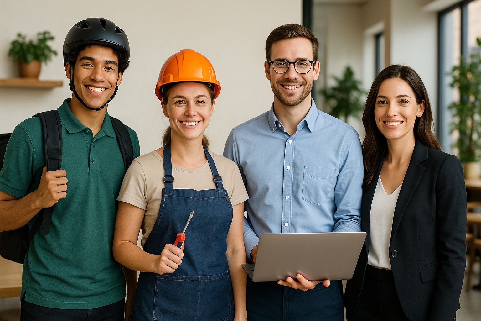 Profils d'indépendants (coursier, technicien, conseil, administratif)